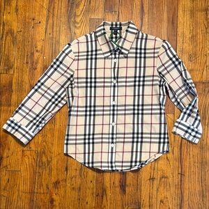 BURBERRY London Women's Archive Nova Check Plaid Fitted Button‎ Up Shirt Size 4